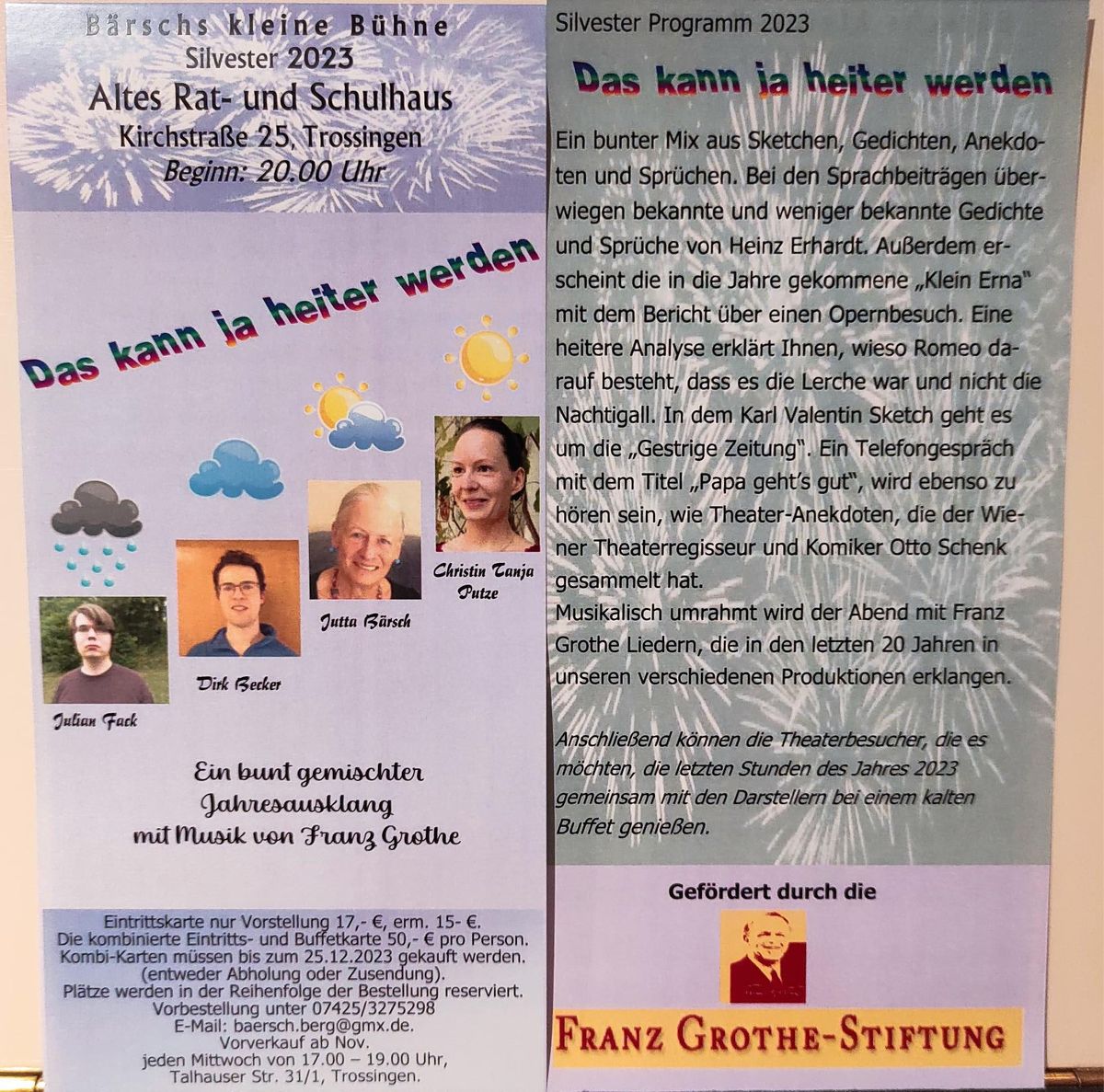 Bärschs Kleine Bühne: Silvester 2023 - Das kann ja heiter werden