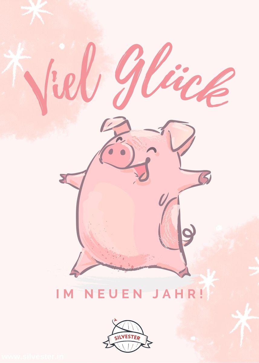 Wünsche deinen Freunden mit dieser lustigen Grußkarte viel Glück und einen guten Rutsch ins neue Jahr!