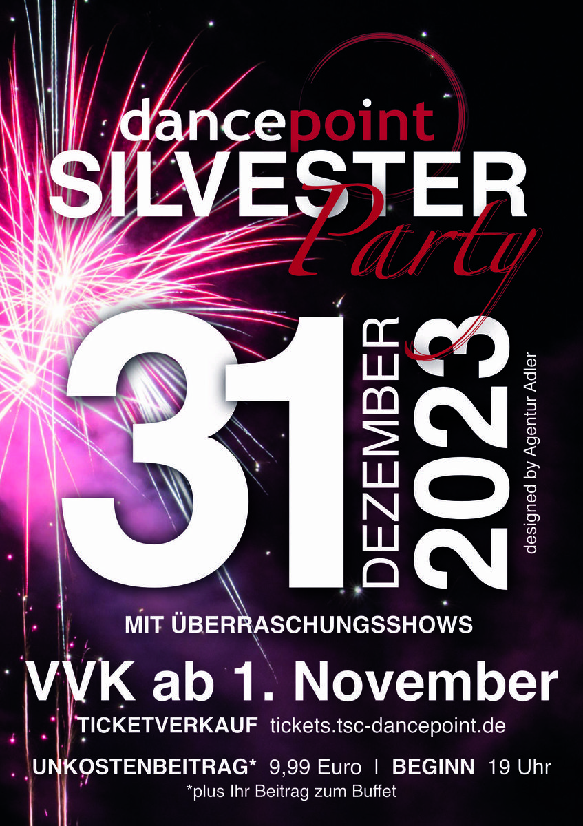 Silvesterparty 2023 beim Tanzsportclub dancepoint e.V. mit Buffet, Tanz und Shows