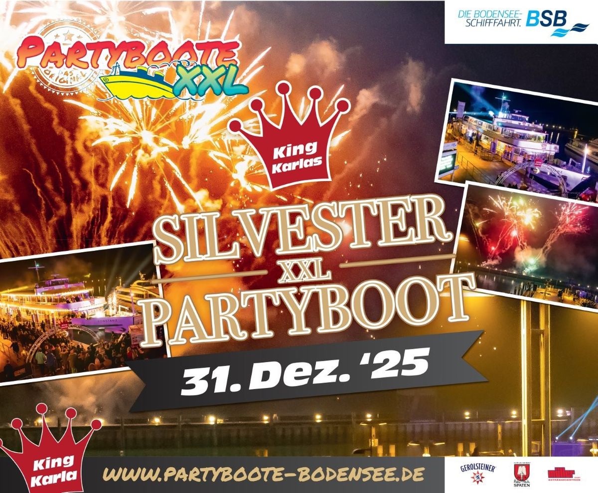 Silvesterpartyboot XXL 2025 auf dem Bodensee: Feiern auf zwei Dancefloors mit Drinks & DJ in Friedrichshafen