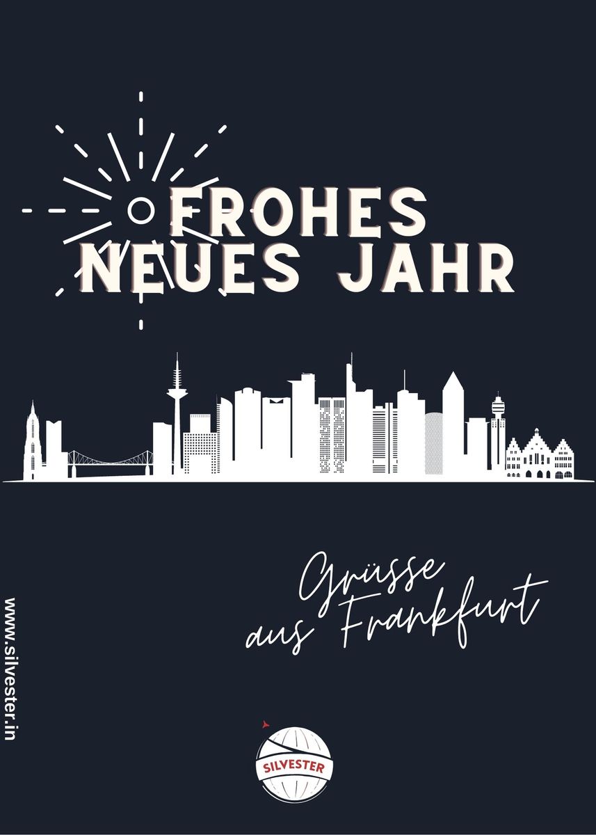 Mit unserer Grußkarte kannst du deinen Liebsten ganz einfach per WhatsApp oder E-Mail Silvestergrüße aus der hessischen Hauptstadt senden. Dort sagt man nämlich "Goures naues Johr" oder aber "Gutes, neues Jahr"!