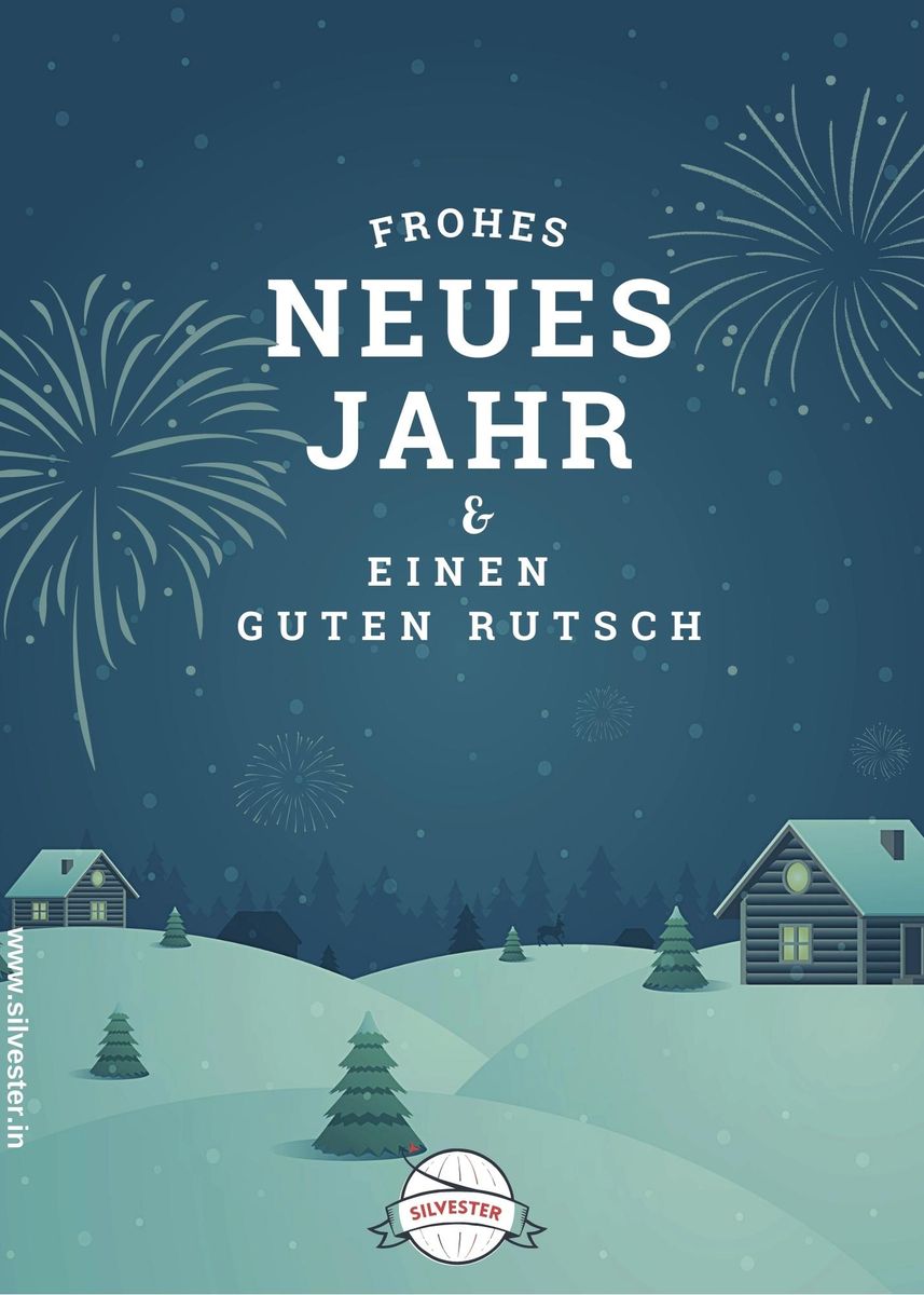 Silvestergrüße für deine Freunde und Familie, die du per WhatsApp oder auch per E-Mail zu Silvester versenden kannst. Wünsche ihnen mit dieser Karte ein schönes neues Jahr und einen guten Rutsch!