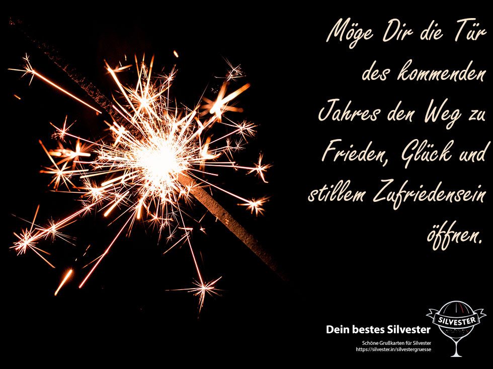 Möge Dir die Tür des kommenden Jahres den Weg zu Frieden, Glück und stillem Zufriedensein öffnen.
