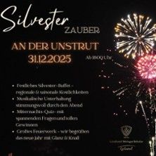 Flyer der Silvesterveranstaltung: Silvesterzauber an der Unstrut 2025: Festliches Silvester im Weingut Schulze Freyburg