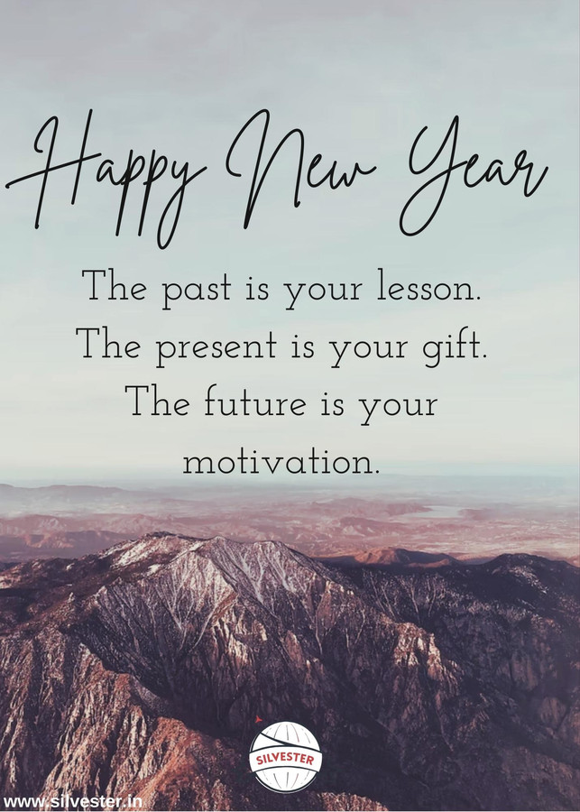 "The past is your lesson. The present is your gift. The future is your motivation!" - Versende diese motivierenden Silvestergrüße zum Jahreswechsel!