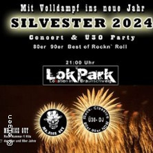 Flyer der Silvesterveranstaltung: Silvesterparty 2024 im Lokpark Braunschweig - Concert & Ü30 Party