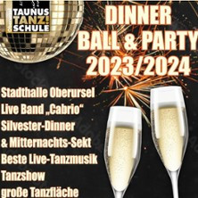 Flyer der Silvesterveranstaltung: Silvester Dinner Ball & Party in der Stadthalle Oberursel 2023/2024