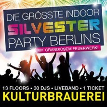 Flyer der Silvesterveranstaltung: Silvester in der Kulturbrauerei - Die spektakulärste Silvesterparty Berlins! Kulturbrauerei Berlin 2024/2025