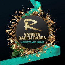 Flyer der Silvesterveranstaltung: Varieté mit 7-Gang-Menü, Livemusik und Showeinlagen in Baden-Baden