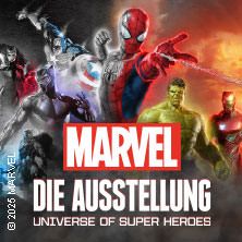 Flyer der Silvesterveranstaltung: MARVEL: Die Ausstellung – Universe of Super Heroes