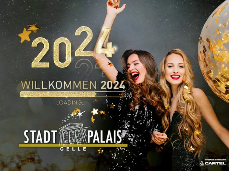 Flyer der Silvesterveranstaltung: Große Silvesterfeier 2023 im Stadtpalais Celle