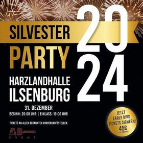 Flyer der Silvesterveranstaltung: Große Silvesterparty 2024 in der Harzlandhalle Ilsenburg 