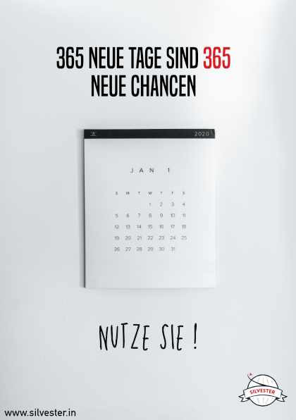  Sende deinen Liebsten diese inspirierende Karte, um ihnen ein frohes neues Jahr und einen guten Rutsch per WhatsApp oder E-Mail zu senden: "365 neue Tage sind 365 neue Chancen - Nutze sie!" 