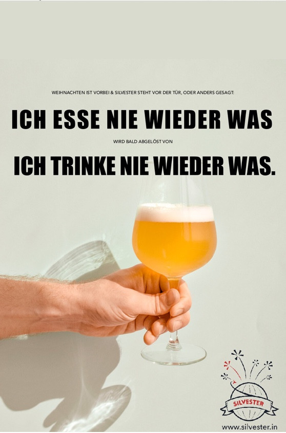  Weihnachten ist vorbei & Silvester steht vor der Tür. Oder anders gesagt: ICH ESSE NIE WIEDER WAS wird bald abgelöst von ICH TRINKE NIE WIEDER WAS. 