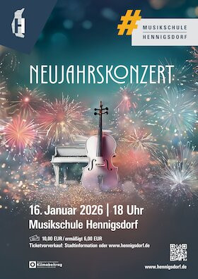 Flyer der Silvesterveranstaltung: Neujahrskonzert der Musikschule Hennigsdorf 2026