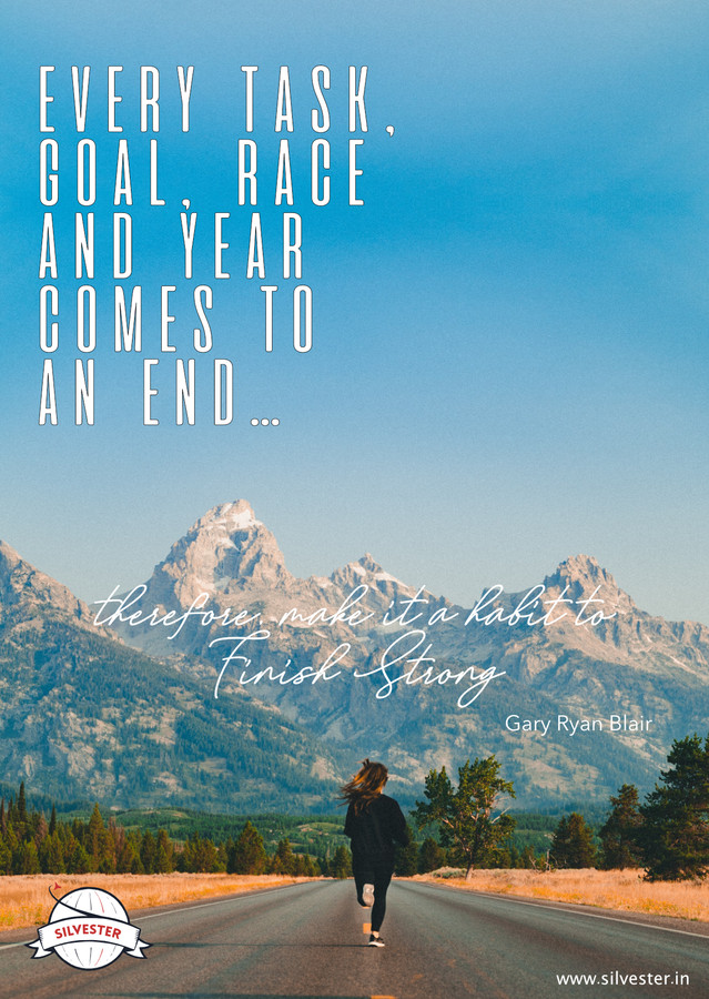 Der Beginn eines neuen Jahres ist ein guter Moment, um inne zu halten und zu reflektieren und nachzudenken. Versende diese Grußkarte zu Silvester als Erinnerung daran und um einen guten Rutsch zu wünschen. "Every task, goal, race and year comes to an end...therefore make it an effort to finish strong".