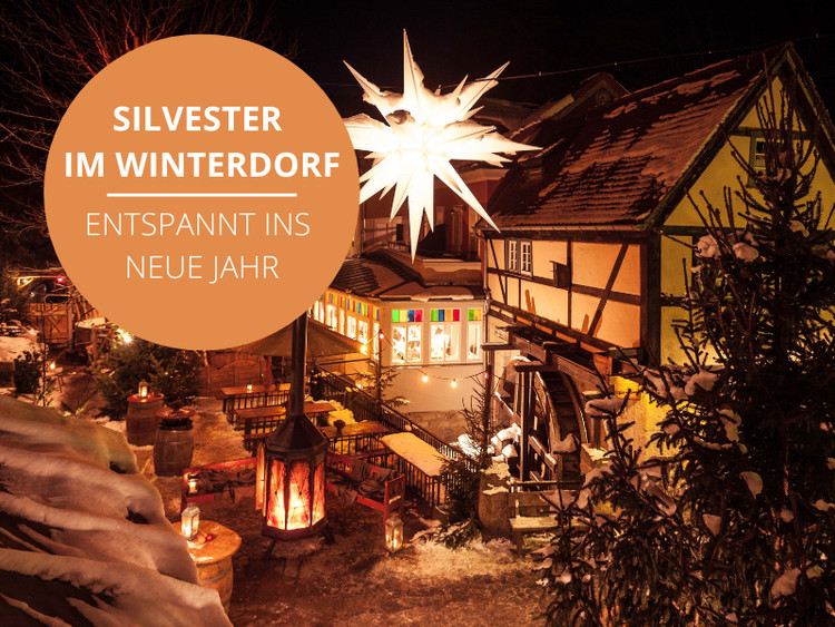 Flyer der Silvesterveranstaltung: Mühlenhof-Silvesterparty 2024 in  derSchmilksche Mühle