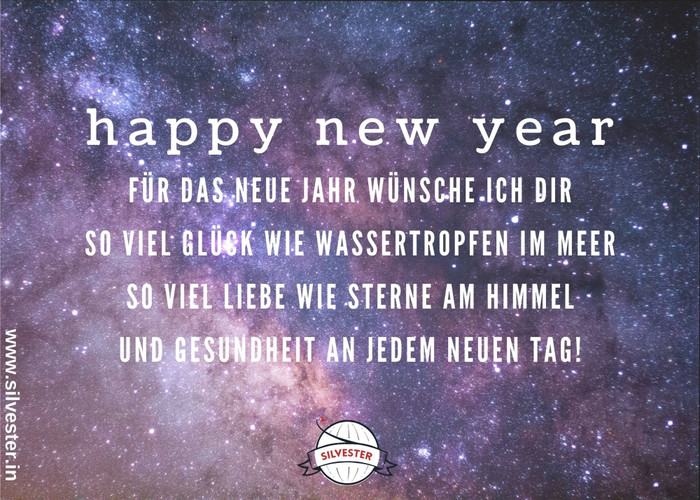  Silvestergrüße für deine Liebsten: "Für das neue Jahr wünsche ich dir so viel Glück wie Wassertropfen im Meer, so viel Liebe wie Sterne am Himmel und Gesundheit an jedem neuen Tag!" 