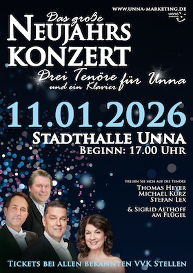 Neujahrskonzert in Unna – Drei Tenöre und ein Klavier für einen glanzvollen Jahresauftakt