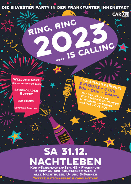Silvesterveranstaltung: Silvesterparty im Nachtleben / Ring, Ring....2023 is calling