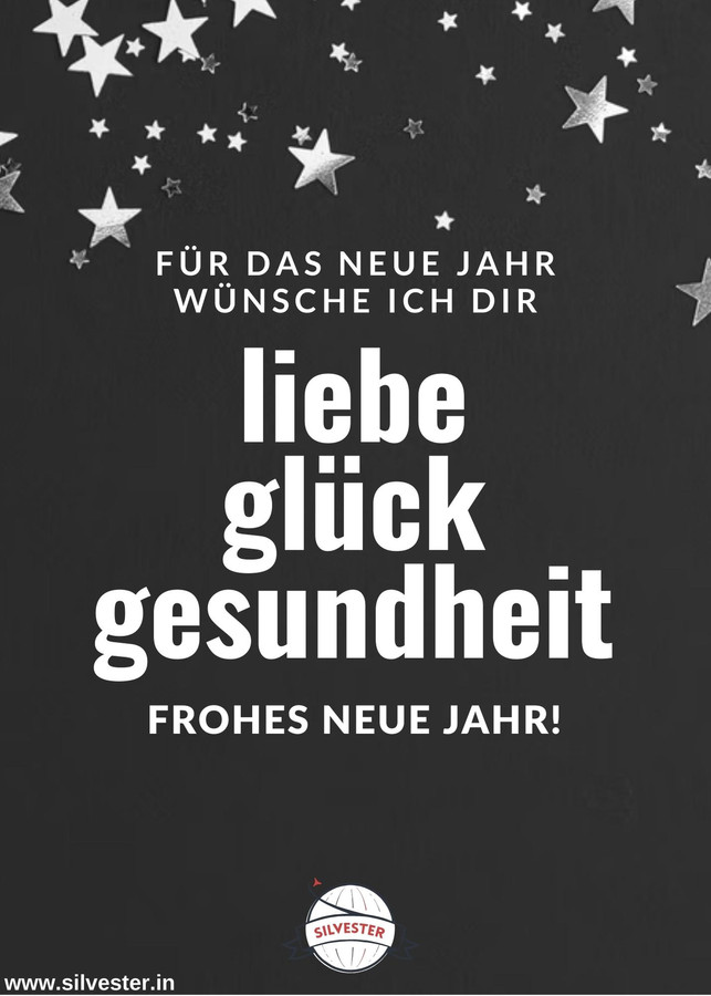 Überrasche deine Familie, Freunde oder Verwandten zu Silvester mit dieser Grußkarte: "Für das neue Jahr wünsche ich dir Liebe, Glück, Gesundheit. Frohes neues Jahr!"