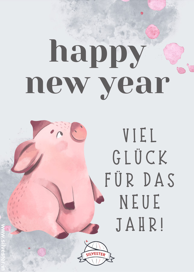 Sende diese süßen Silvester-Grüße an dene Freunde: "Viel Glück für das neue Jahr!" - per WhatsApp oder E-Mail!