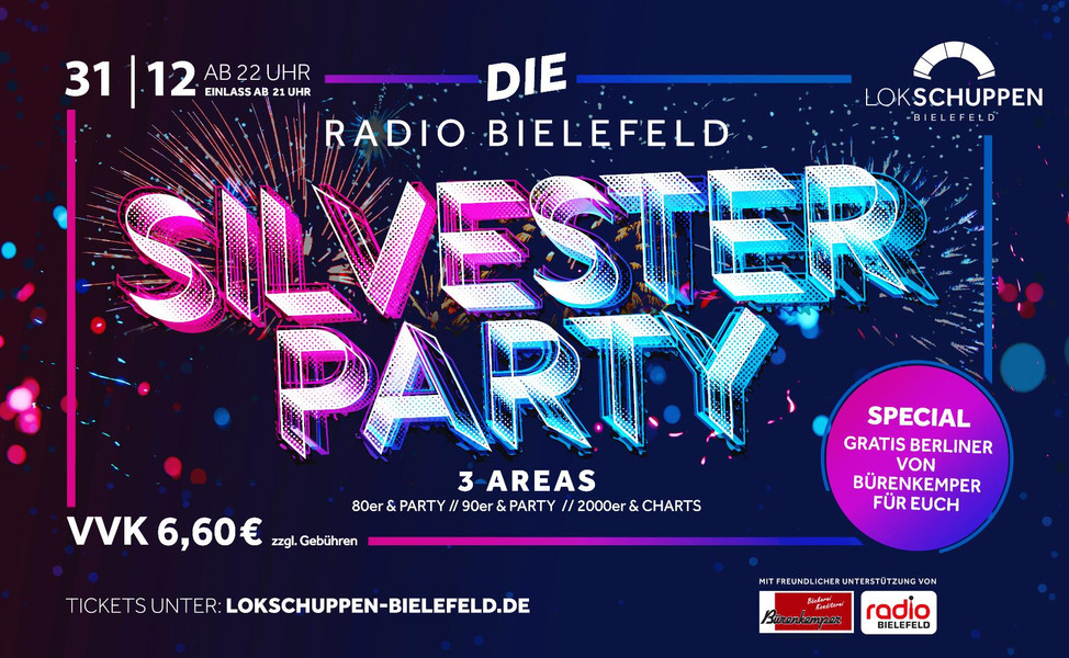 Silvesterveranstaltung: Die Radio Bielefeld Silvester Party 2022 im Lokschuppen Bielefeld