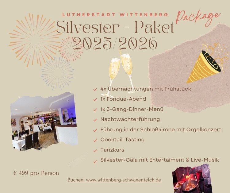 Silvesterveranstaltung: Silvester-Paket in der Hotel-Pension Am Schwanenteich – 4 Nächte voller Genuss, Kultur & festlicher Momente