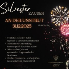 Flyer der Silvesterveranstaltung: Silvesterzauber an der Unstrut 2025: Festliches Silvester im Weingut Schulze Freyburg