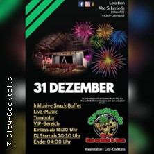 Flyer der Silvesterveranstaltung: Silvesterparty 2025 in Dortmund – Feiern in der Alten Schmiede mit DJ, Cocktails & Tombola
