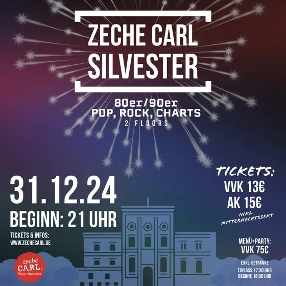 Silvesterveranstaltung: Silvester Party 2025 in der Zeche Carl Essen – Feier in einzigartiger Industriekulisse