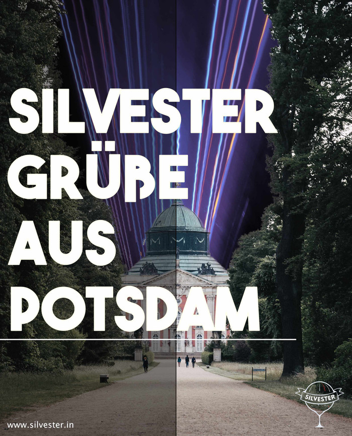 Sende diese Grüße aus Potsdam zum Jahreswechsel an deine Freunde & Verwandten per E-Mail oder WhatsApp!