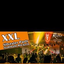 Flyer der Silvesterveranstaltung: XXL Silvesterparty 2025 in der Stadthalle Möckern – Feiern am 31. Dezember ab 19 Uhr