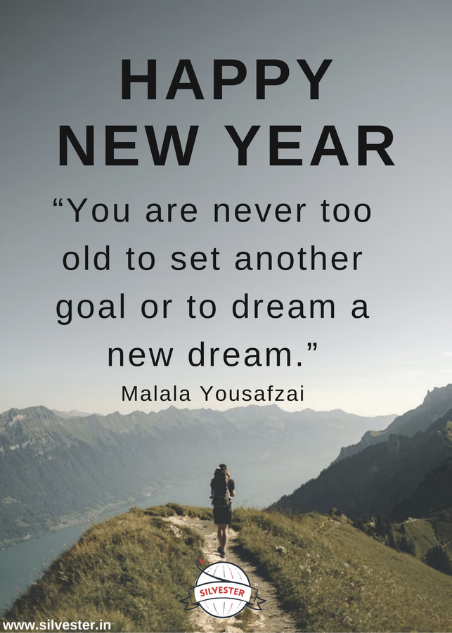 Ein passendes Zitat zum Start ins neue Jahr stammt von Malala Yousafzai: "You are never too old to set new goals or dream new dreams!" - also "Du bist nie zu alt, um dir neue Ziele zu setzen oder neue Träume zu träumen!". Wünsche besonderen Menschen mit dieser Grußkarte ein frohes neues Jahr und einen guten Rutsch per E-Mail oder WhatsApp!