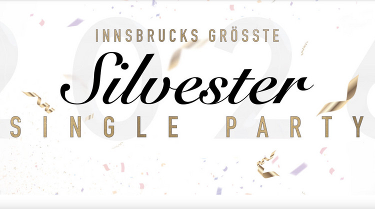 Flyer der Silvesterveranstaltung: Innsbrucks größte Silvester Single Party – Pizza-Fingerfood, Speed-Dating & Musik im SIOS Tirol