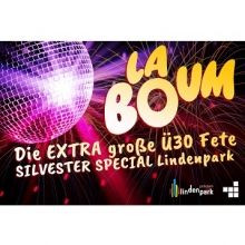 Flyer der Silvesterveranstaltung: LA BOUM SILVESTER SPECIAL mit DJ Pasi im Lindenpark Potsdam 2023/2024