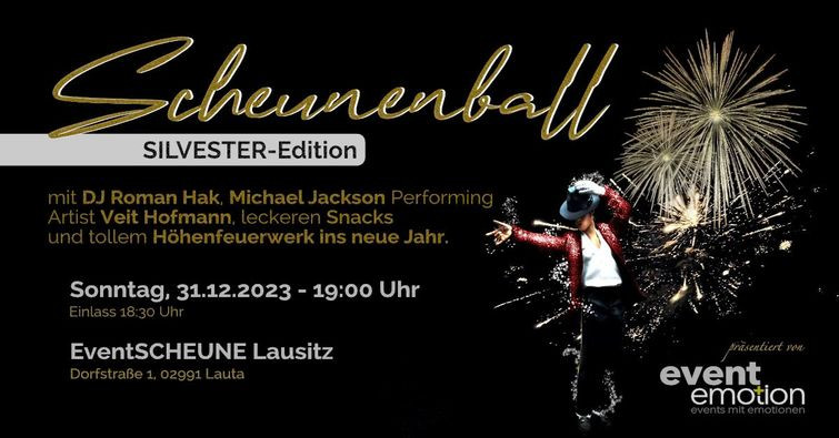 Silvesterveranstaltung: Silvester Scheunenball 2023 in der EventSCHEUNE Lausitz